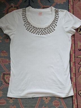 Joe Fresh Embellished White Tee Size S
